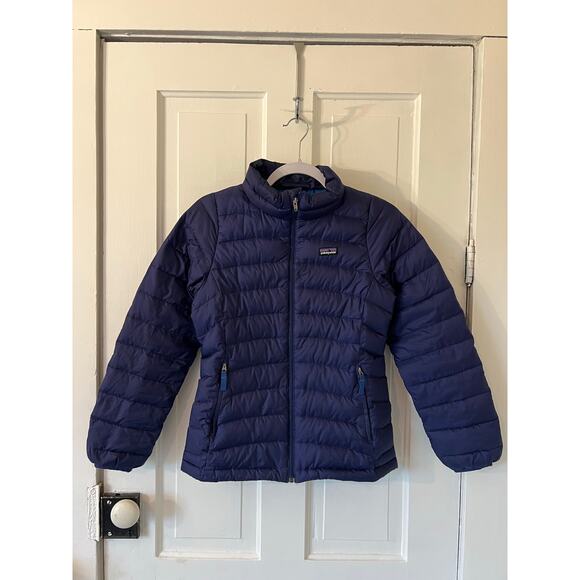 Patagonia Kids girls large Patagonia Down Sweater Puffer Jacket purple coat - Picture 1 of 9
